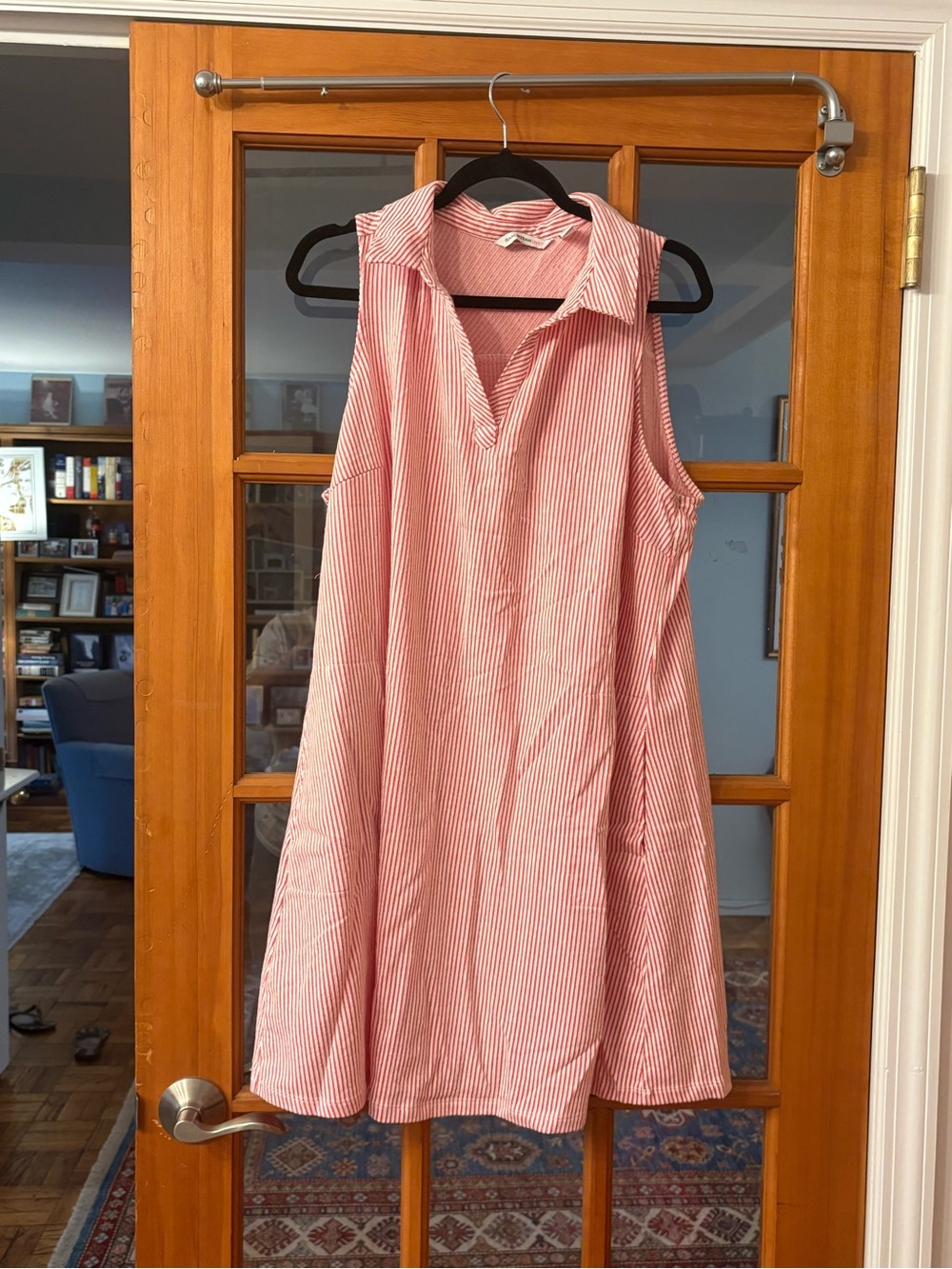 Sleeveless Pink Striped A-Line Dress